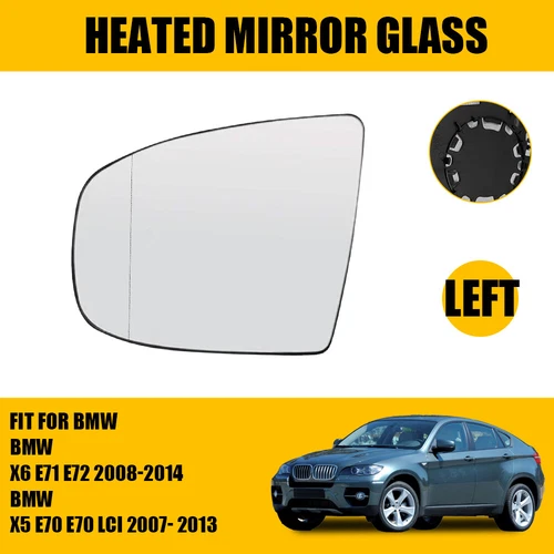 For BMW X5 X6 E71 E70 LEFT Driver Door Side Wing Mirror Rear View Glass Heated
