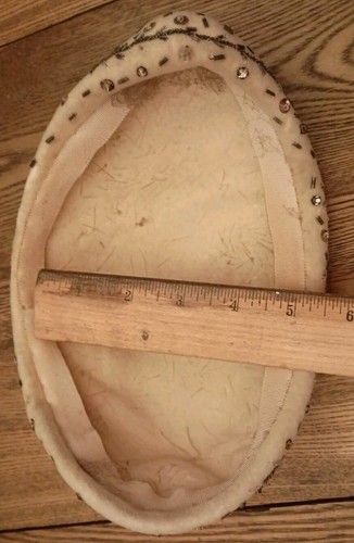 Vintage 50er Jahre Silber Perlen verziert Strass Kappe Halbmütze Schneeweiß - Bild 14 von 19