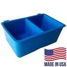 2 Pcs Blue Divided 1 Pint / 16 fl oz Hanging Feed  Water Cage Cups Poultry Bird