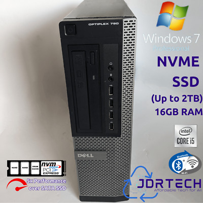 Customizable Windows 7 Pro Dell Optiplex 790 Intel Core i5 NVME SSD 16GB WiFi