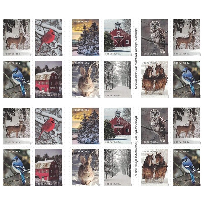Book of 20 Stamps “WINTER SCENES” 2020 4Ever Stamps UPC 015645