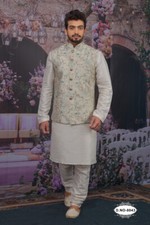 3 Pc Indian Wedding Wear Bollywood Traditional Pakistani Gents Wear Kurta Pajama