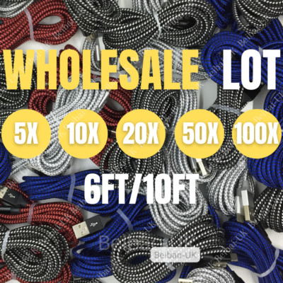 Wholesale Bulk Braided USB Charging Cable For iPhone 11 XR 8 7 Charger Data Cord