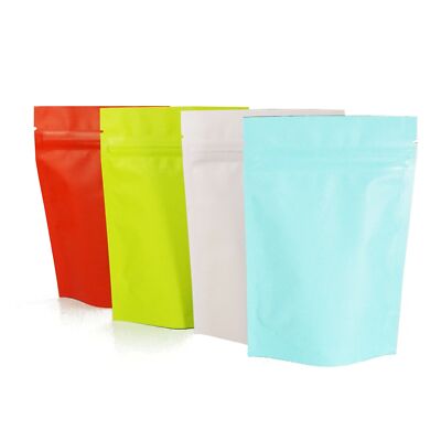 Color Stand Up Treat Bags for Snacks, Mylar Favor Bags with Zipper Seal 100x