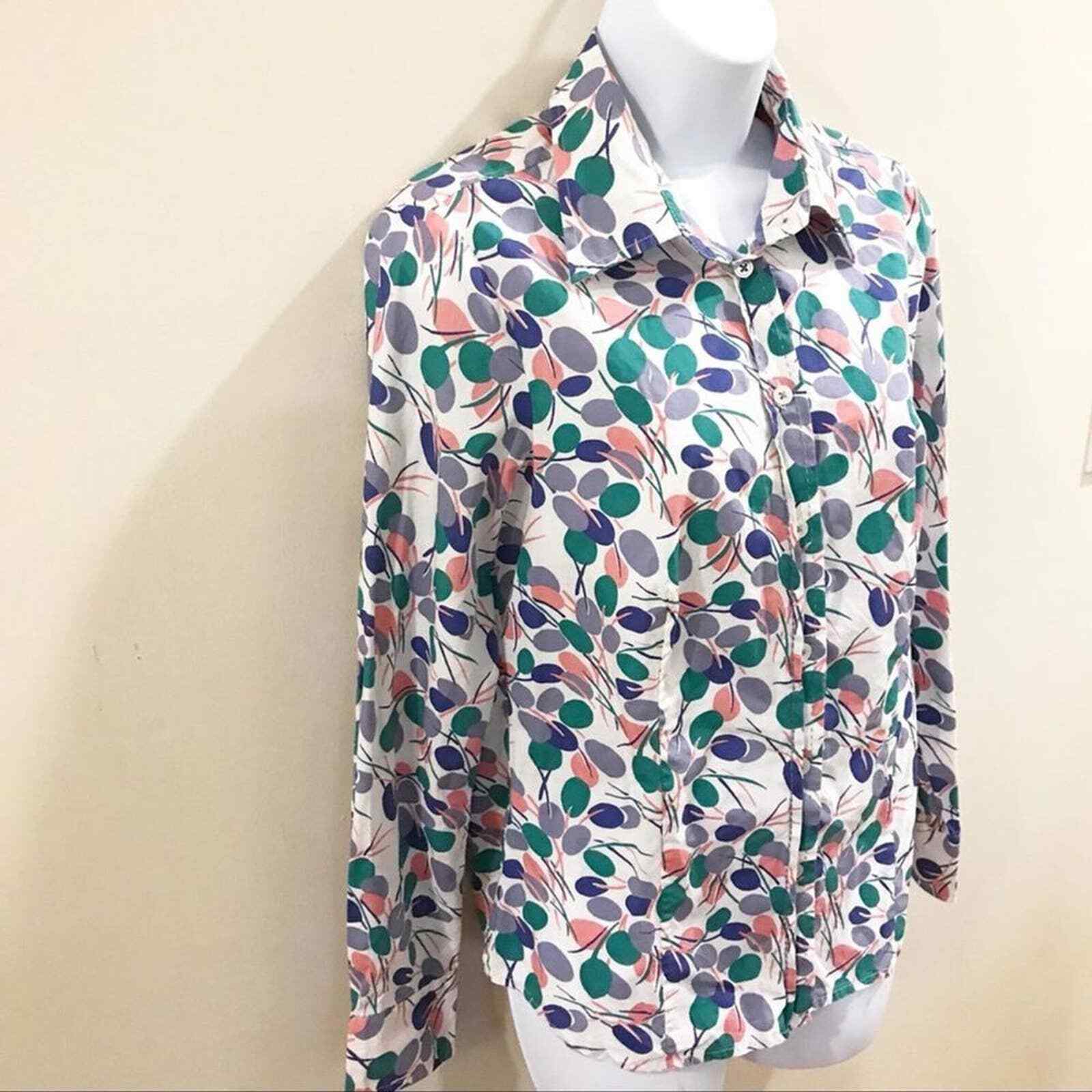 Boden Button Down Polka Dot Collared Long Sleeve … - image 5