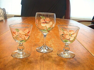 3 Vintage MCM Mid Century Modern Franciscan Ware Desert Rose Glasses