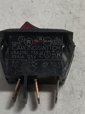 CARLING LRA211C ROCKER SWITCH ILLUMINATED RED 10A 125VAC NNB