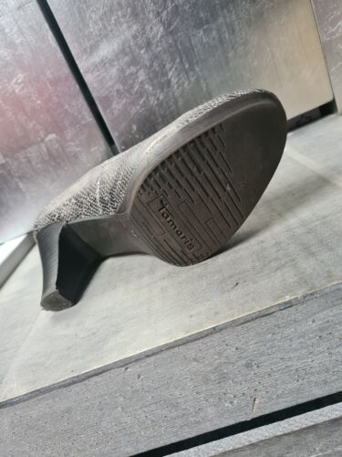Neuwertige TAMARIS Pumps Gr 37 High Heels Schlangenoptik grau Metallic #S401 - Imagen 11 de 11