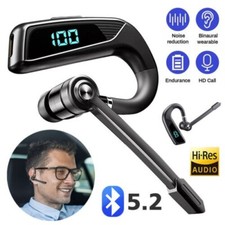 Bluetooth 5.2 Earpiece Wireless Headset Driving Trucker Earbuds Noise Cancelling