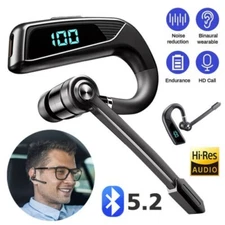 Bluetooth 5.2 Earpiece Wireless Headset Driving Trucker Earbuds Noise Cancelling
