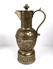 FRED ZIMBALIST Hand Etched Silver 9.5" Pitcher Decanter Swiss Thorens Music Box