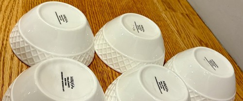 Mikasa Trellis White Bone China Fruit Bowls 4 1/2" Set of 5-MINT - Picture 6 of 16