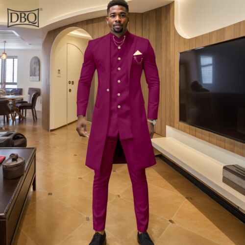 Set Uomo Monopetto Catena Blazer Giacca Pantaloni 3 Pezzi Abito Matrimonio - Foto 15 di 18