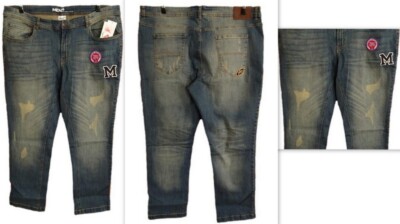 NEU Kurzgröße Herren Stretch Jeans Hose blau mit Aufnäher Waschung Gr. 30