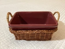 Temp-tations Ovenware  Small Loaf Casserole Dish with Wicker Basket  EXCELLENT