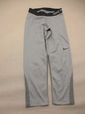 NIKE DRI-FIT PRO Size S Womens Gray Stretch Pull On Athletic Crop Leggings 902