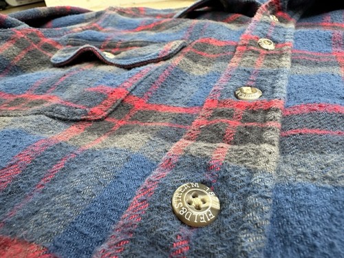 Camicia vintage Field & Stream uomo L flanella pesante 100% cotone blu a quadri - Foto 6 di 10