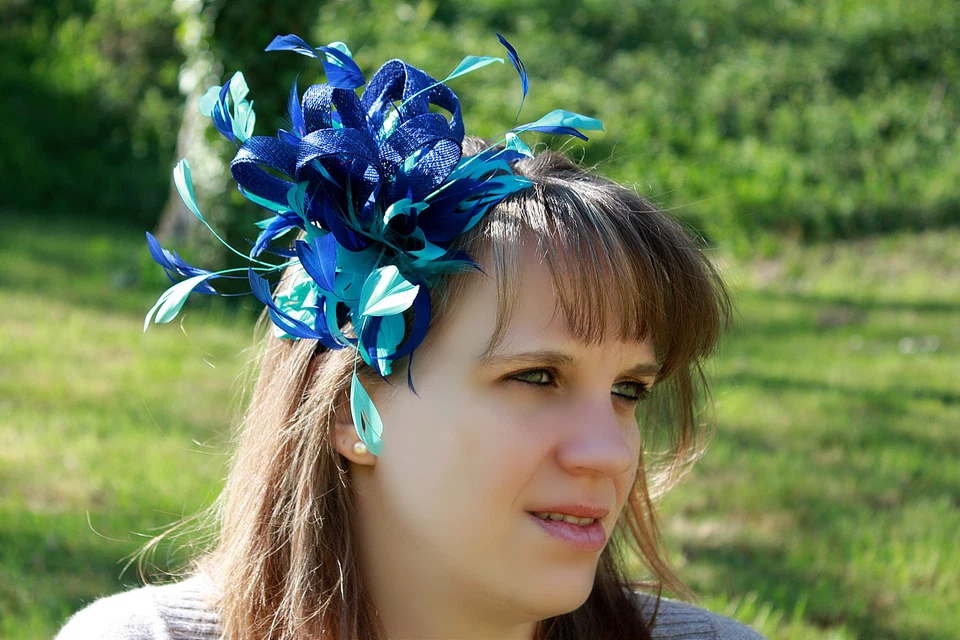 Serre Têtes Céremonies Mariage Plumes (Violet / Rouge,... NEUF - Photo 2/4