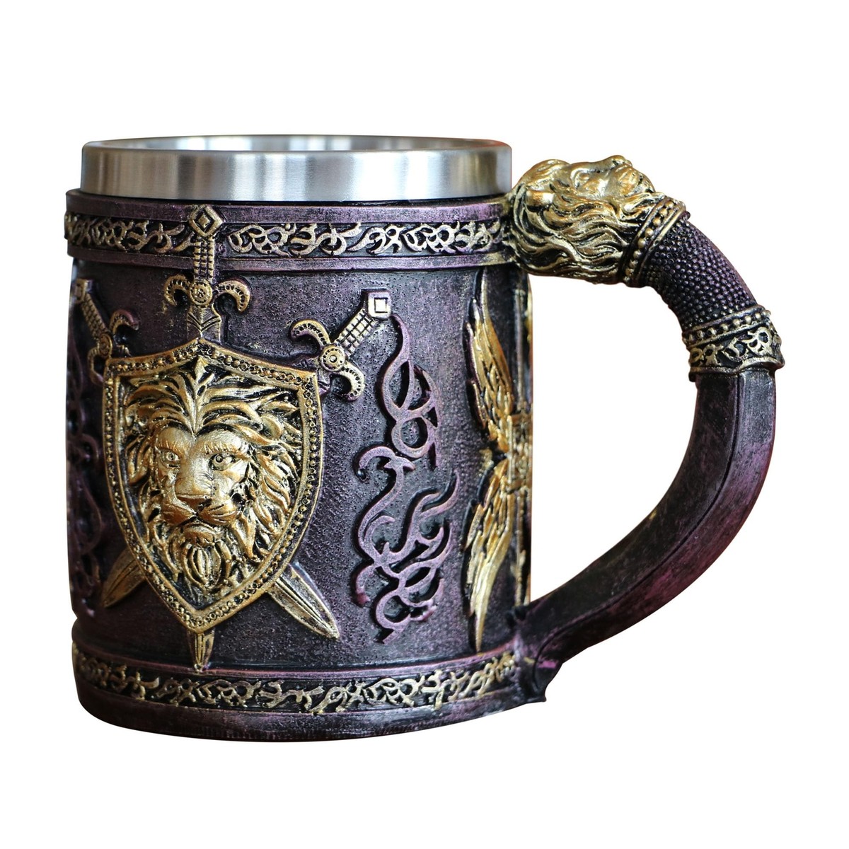 Medieval Lion Mug Stainless Steel Drinking Cup Beer Mug Bar