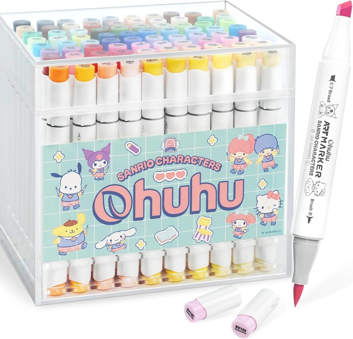 Ohuhu x Sanrio 80 Markers Set, Brush & Fine Tips, Alcohol-Based