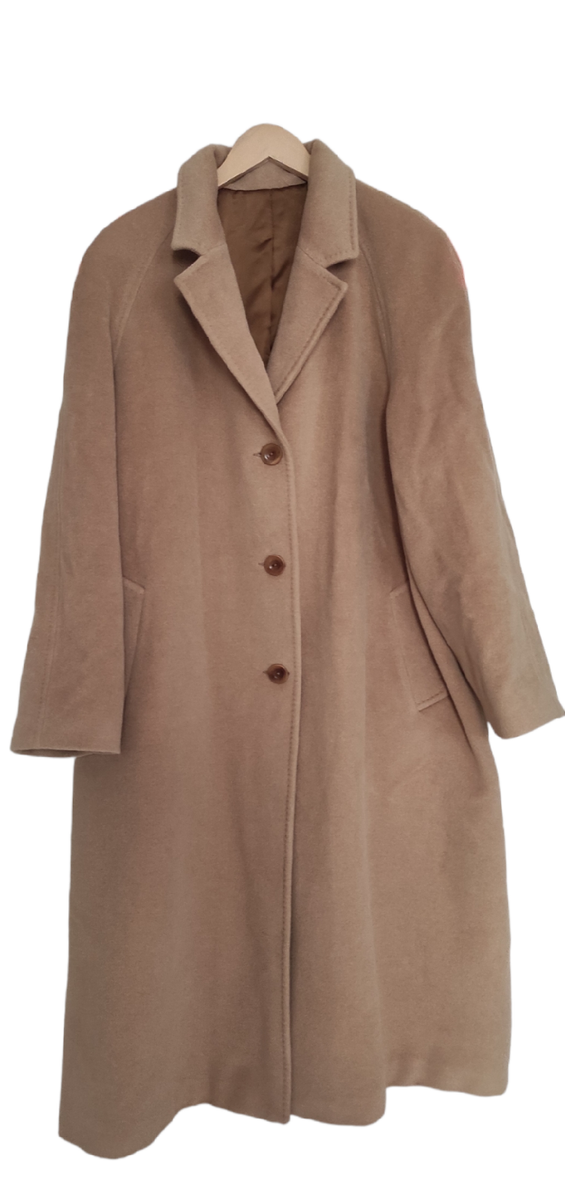 Salamanca Camel Brown Classic Angora Wool Women Trench Coat Made