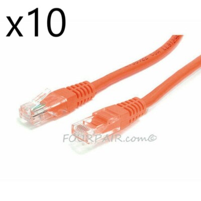 10 Pack Lot 25ft CAT5e Ethernet Network LAN Router Patch Cable Cord Wire Orange