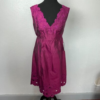 NWT Adrianna Papell Cranberry Silk Blend Sleeveless Empire Waist Floral  Size 8 | eBay