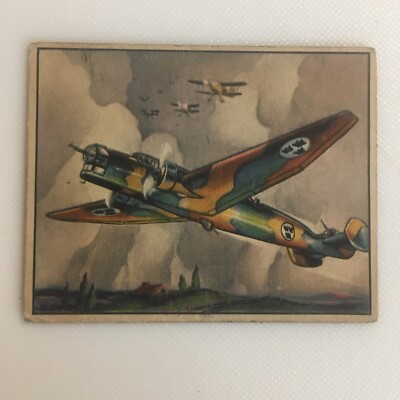 1939 Gum Inc, The World In Arms Card #7 - Swedish Junkers Bomber Airplane