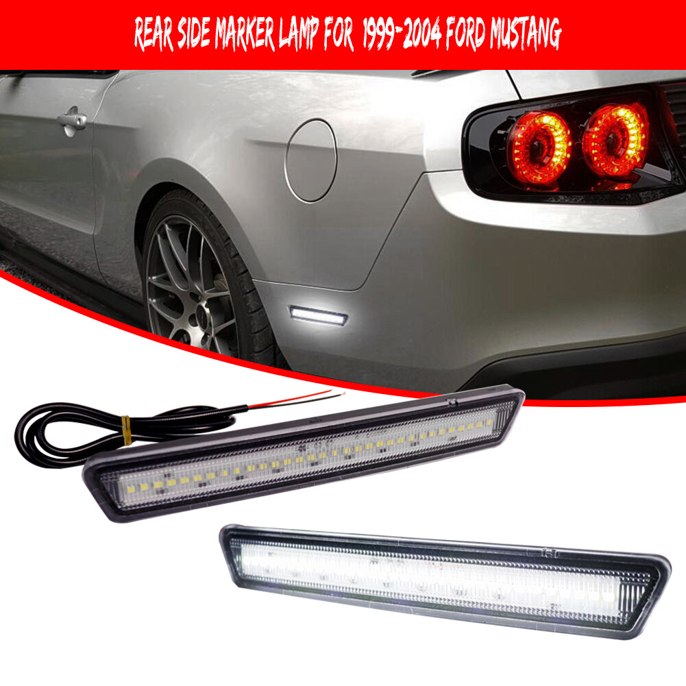 Clear White LED Rear Side Reflector Lights For 99-04 Ford Mustang