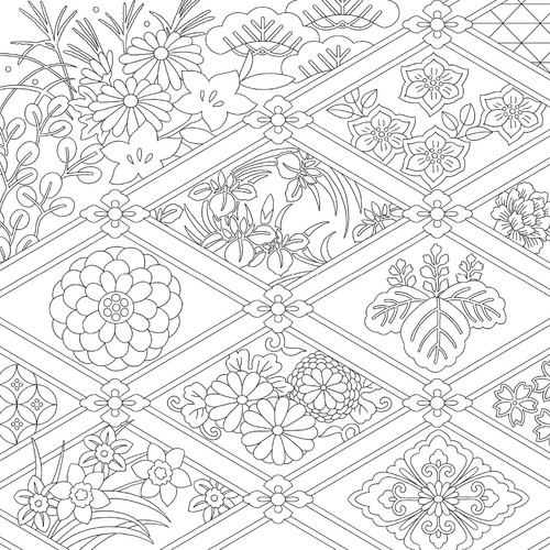 Coloring Book The Auspicious patterns of Japanese traditional - Picture 9 of 10