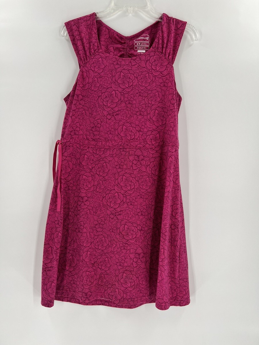 Merrell Dress Womens lARGE Opti-Wick UPF 50+ Midi Sleeveless Open Back Pink  Midi