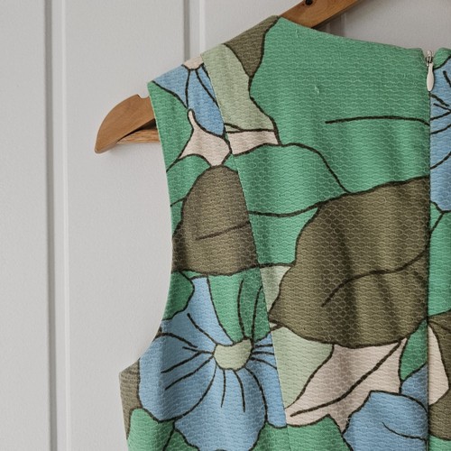 Boden Women’s Blue Tan Green Floral Sleeveless Dress Size 12L 100% Cotton - Picture 13 of 16