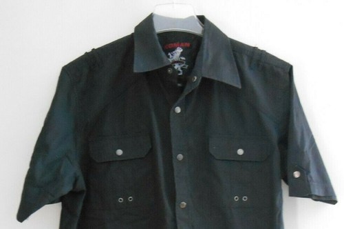 Men's Koman Black Casual Button Down Short Sleeve Shirt Size L - Picture 2 of 3