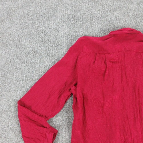 Camisa Talbots Mujer 8 Rojo Seda Manga Larga Abotonada Corbata Bufanda - Imagen 11 de 15