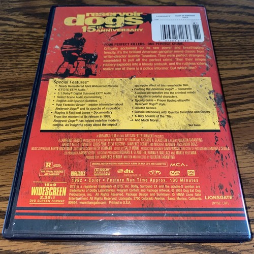 Reservoir Dogs 15th Anniversary Edition Dvd Kirk Baltz Randy Brooks Quentin Ebay