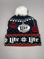 Miller Lite Stocking Cap Hat Ugly Christmas Sweater Theme Holiday
