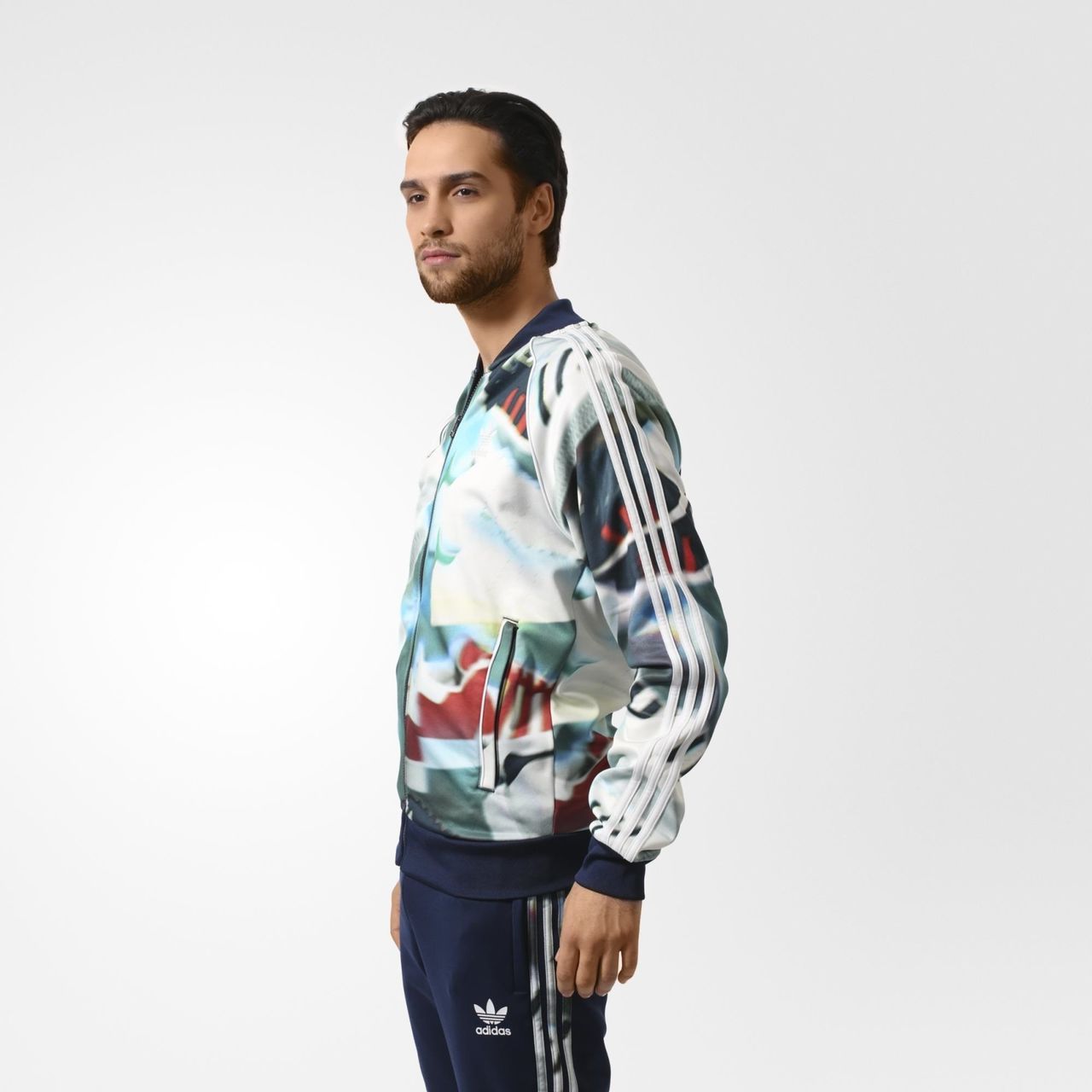 Adidas SHOE CHAOS AOP Track sweat shirt Jacket superstar top firebird Mens sz XL image 3