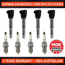 4x NGK Platinum Spark Plugs & 4x Swan Ignition Coils for Skoda Octavia Superb