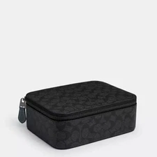 NWT Coach Tech Organizer Zip Case Signature Gunmetal/Charcoal/Denim cy392