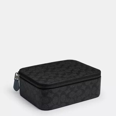 NWT Coach Tech Organizer Zip Case Signature Gunmetal/Charcoal