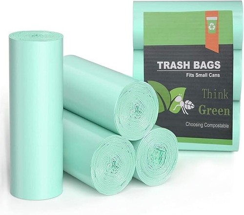 75 Counts AYOTEE Mini Garbage Bags 1.2 Gallon Small Compostable Trash Bags Green - Picture 2 of 6
