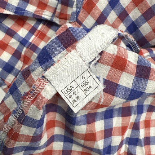 346 Brooks Brothers Red white blue check button women blouse 6 Discolored armpit - Picture 12 of 15