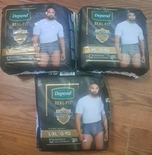 Depend Real Fit Underwear for Men Size L/XL 36Ct Maximum Absorbency Gray