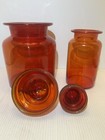 Large & Small Takahashi handblown Amberina Red Glass Canisters with Lids!! — photo 3