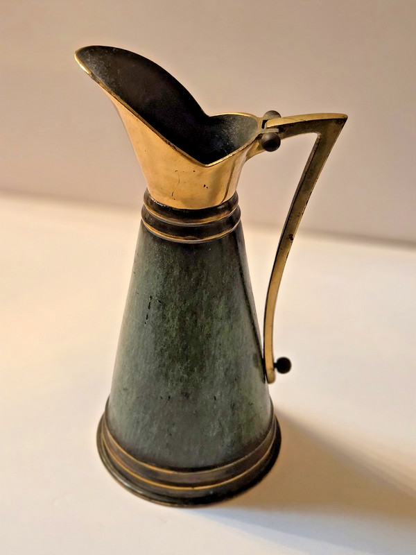 Israel Dayagi Brothers Brass Verdigris Pitcher Vase 11.25” Vintage