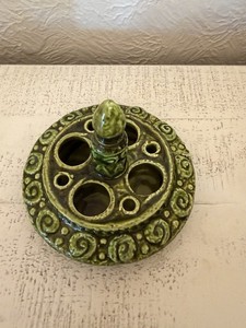 VTG National Pottery Napco Green Swirl Lipstick and Ring Holder C-7035 New