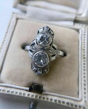 Art Deco Style 3Ct Round Lab Created Diamond 14K White Gold FN Engagement Ring