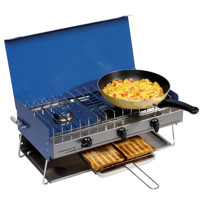 Campingaz Chef Folding Double Burner Stove and Grill, compact gas cooker for camping or festivals, Blue - Image 2