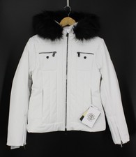 POIVRE BLANC WOMENS CHLOE STRETCH JACKET FUR HOOD SIZE XL WHITE RRP £490 IB