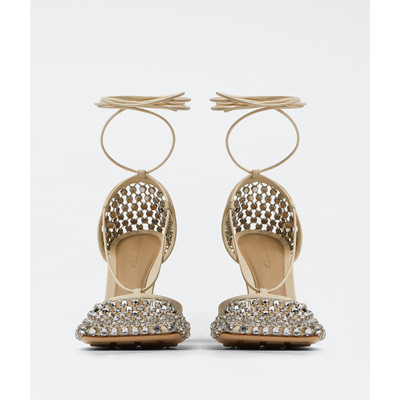 Bottega Veneta Sparkle Stretch Lace-Up Sandals Rhinestone
